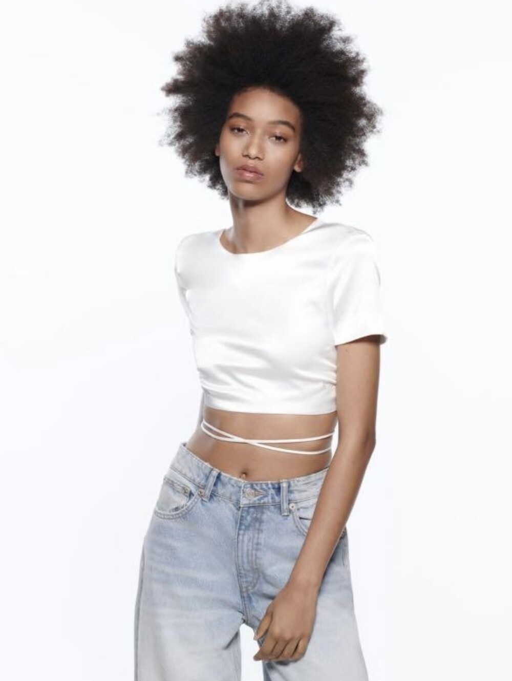 Zara Satin Open Back Crop Top
